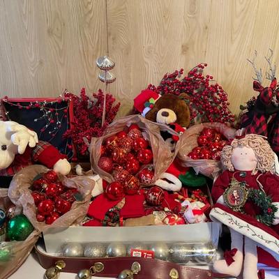 It's Beginning To Look A Lot Like Christmas Massive Lot of Red & White Themed Christmas Decorations 