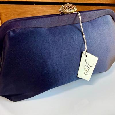 Vintage Morris Moskowitz Navy Satin Clutch Purse, New York, NY
NEW YORK, N, Y.