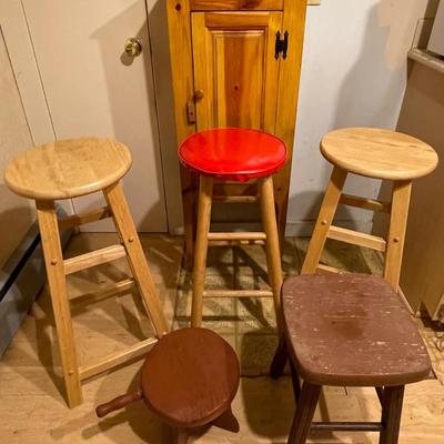 Wooden Stools & Cabinet