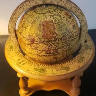 EAT019- Vintage Old World Globe With Zodiac Signs