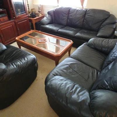 EAT155 - Super Plush Over Stuffed Leather? Sofa/Love Seat/Chair Set