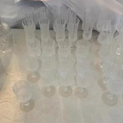 EAT042 - Antique Tinted Crystal Cut Glassware Set 