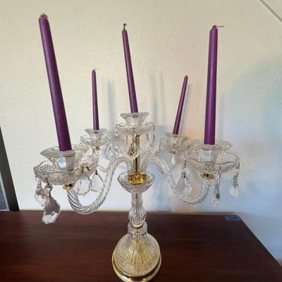 EAT065 - Vintage Glass Candelabra Includes a Set of Four Candles