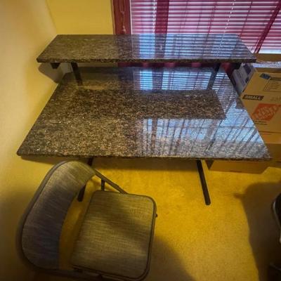 EAT330 - Multi level Marble desk & foldable chair 