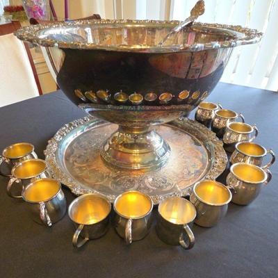 EAT037 - Vintage F. B. Roger's Silver-Plate Punchbowl Set