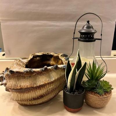 EAT212 - Decorative Art - Faux Plants in Pots, Conch Shell & More