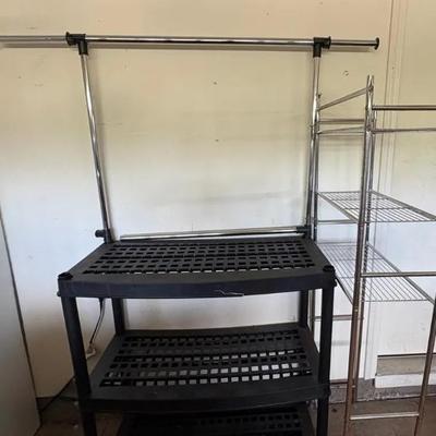 EAT334 Modified Plastic Shelf With Clothes Rack And a Metal Wire shelf