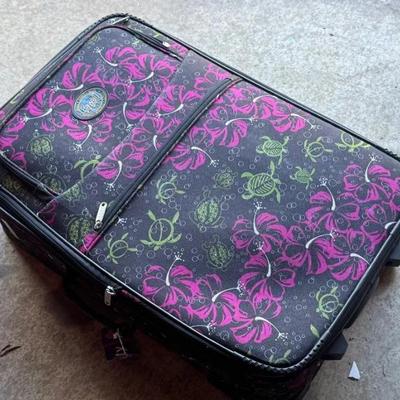 EAT243 - Hawaiian Spirit Green & Purple Floral Pattern Carry on