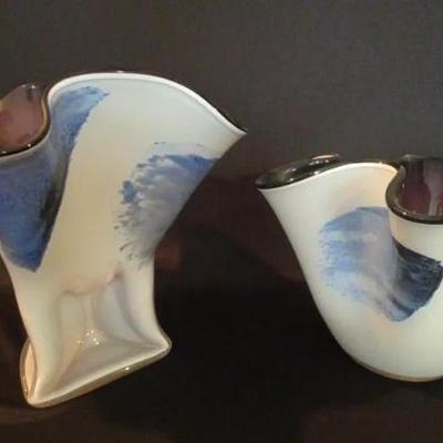 EAT207 - Hand Blown Free Form Glass Vases (2)