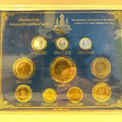 EAT227 - Vintage Commemorative 50th Anniversary Rama IX Set Thailand Coins