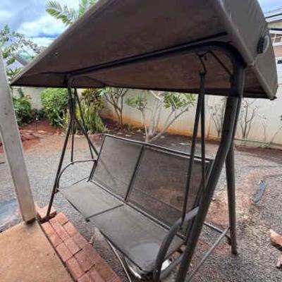 EAT001 2-person outdoor patio swing with an adjustable canopy
