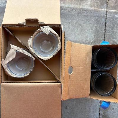 EAT128 13 Stackable Glass Bowls And 4 Ribbed Glass Cups Looks to be New