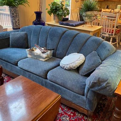 Sale Photo Thumbnail #8: Blue tufted back sofa