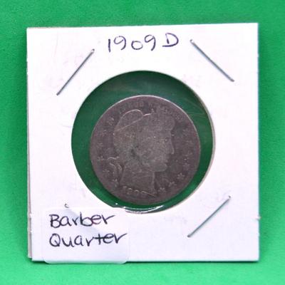 1909 D Barber Quarter 