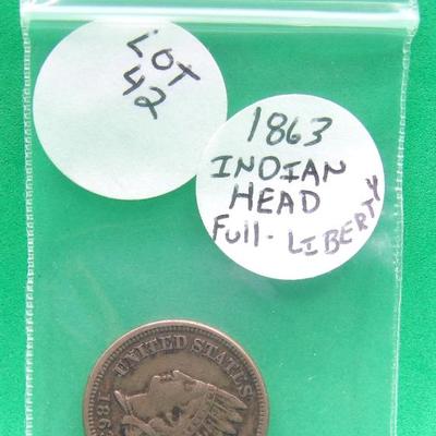 1863 Indian Head Penny Full Liberty 