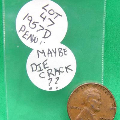 1957 D Lincoln Cent Die Crack?