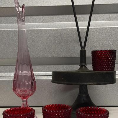 Vintage Fenton Glassware And Vintage Cruet Set 