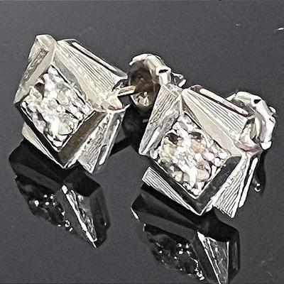 14K White Gold Diamond Stud Earrings