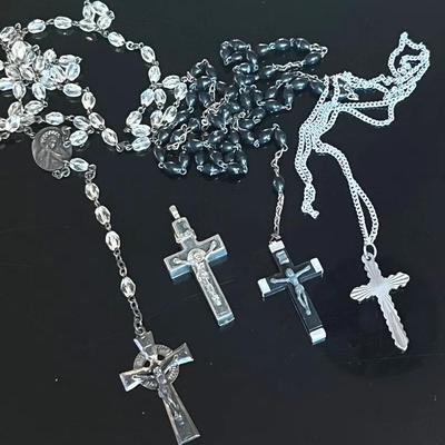 Vintage Rosaries and Crucifix with Sterling Rosary 