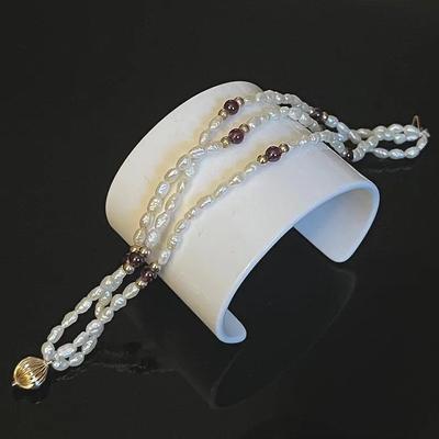 14K Yellow Gold Baroque Pearl Three Strand Bracelet 