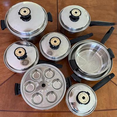 Seven Pieces Of ‘Wonder Ware’ Thermium Multi-Plex Stainless Cookware
