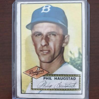 1952 Topps Baseball Card.  Phil Haugstad - Brooklyn Dodgers. Card #198