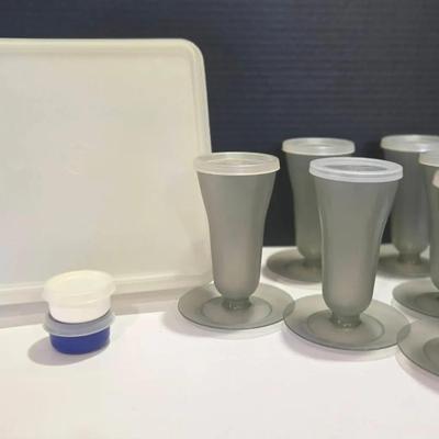 Vintage Tupperware 6 Parfait Cups With Lids,1 Storage Container, 2 Smalls