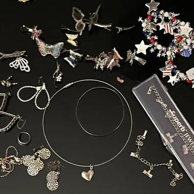 Costume Jewelry with Historic Mt. Vernon, Earrings, Butterfly Clips