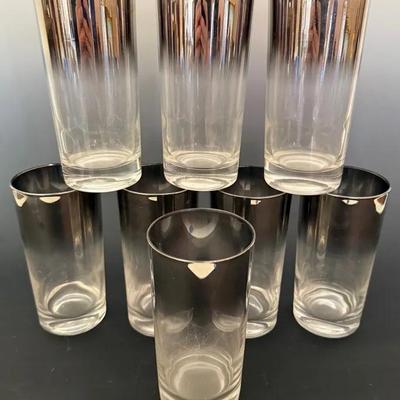 Dorothy Thorpe Style Silver Fade Highball Glasses (8), Plus Marble Lazy Susan