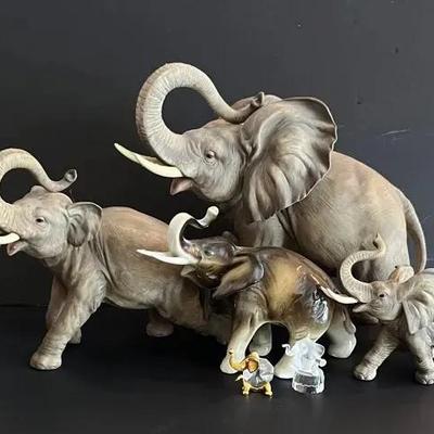 Porcelain and Crystal Elephant Collection
