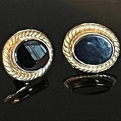 14K Yellow Gold Onyx Stud Earrings