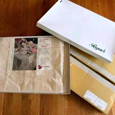 New Old Stock (NOS) Pogue’s Army/Navy Tablecloth & Sears MCM Tray Set