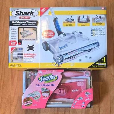 Shark Cordless Wall Hugging Sweeper And Limited Edition Pink Swiffer
