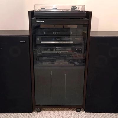 Pioneer Media Tower Setup With Turntable, Tuner, Amplifier, Floor Speakers, Etc