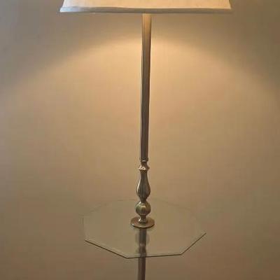 62" Tall Antique Brass With Clear Beveled Glass Floor Lamp