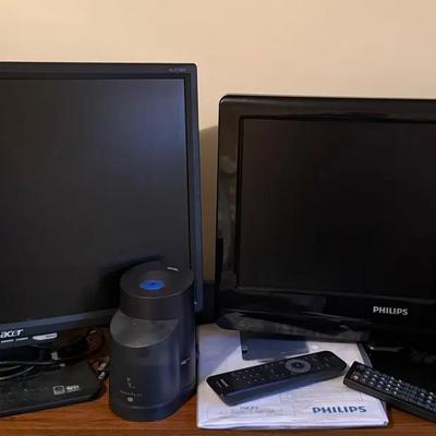 Home Office Electronics With Acer Monitor, Philips TV, Pencil Sharpener & More
