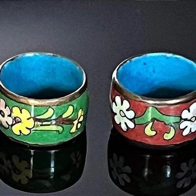Vintage Chinese Cloisonné Band Rings