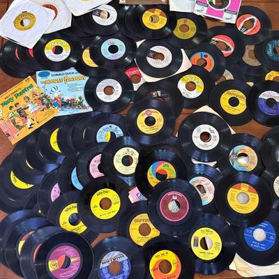 Huge Collection Of Vintage 45s Records With Motown, Soul, R&B, Children’s 