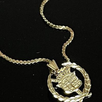14K Yellow Gold Heraldic Pendant on 14K Chain