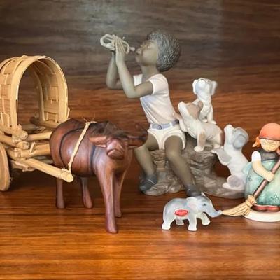 Figurines (4) with Hummel, Asian, Elephant 
