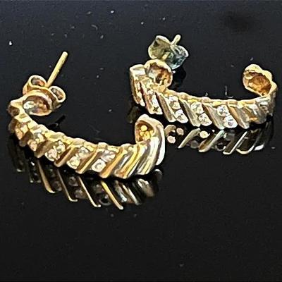 14K Yellow Gold Diamond Earrings