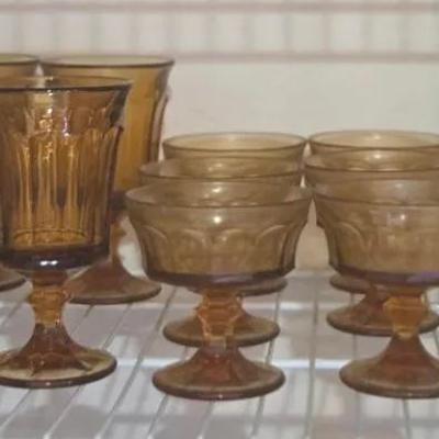 Vintage Amber Provincial Glassware 