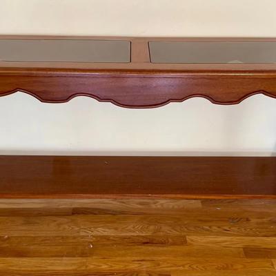 Queen Anne Style Wood & Glass Sofa/Console Table
