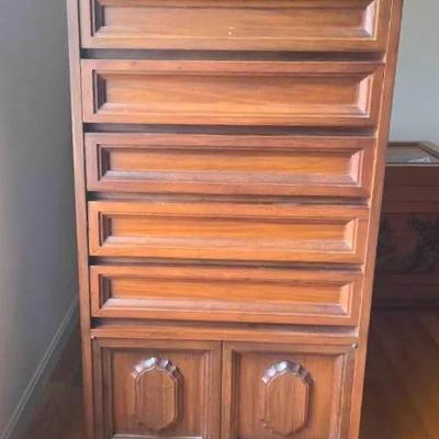 Five Drawer Lined Chest For Jewelry Or Silverware With Bottom Storage
