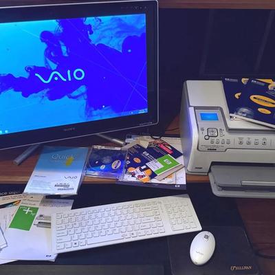 Sony VAIO VCPL231FX All-in-One Computer With Manuals & HP Photosmart C5180