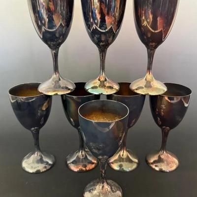 Antique Plated International Silver Co. Goblets, Set Of 8