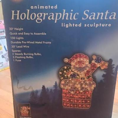 Animated Holographic Santa Lighted Sculpture 30"T