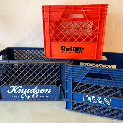 Vintage Plastic Dairy Crates (3) With Dean, Reiter & Knudsen Creamery Co.