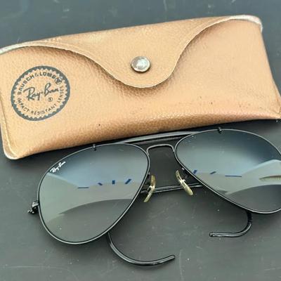 Vintage Ray-Ban B&L Aviator Sunglasses, Black Wire Frame & Original Case