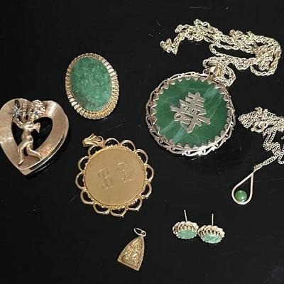 Goldtone Jade Jewelry 